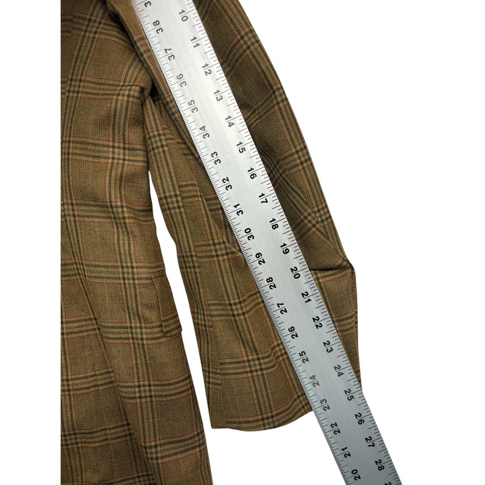 Jos A Bank 43R Honey Brown Red Plaid Blazer Jacket Sport Suit Coat Silk Wool - Picture 11 of 12